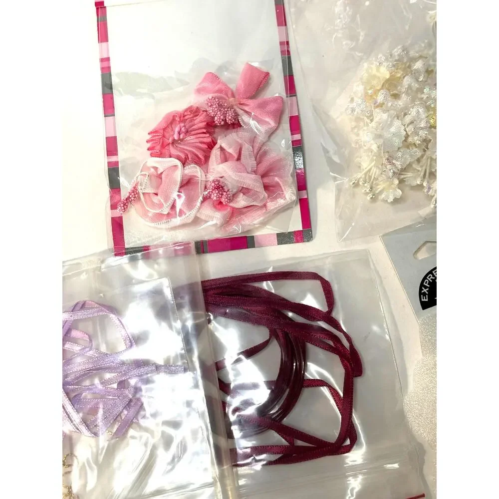 Crafting Lot Flower Fairy Garden Ribbon Roses Floral Flower Pots Craft Pink